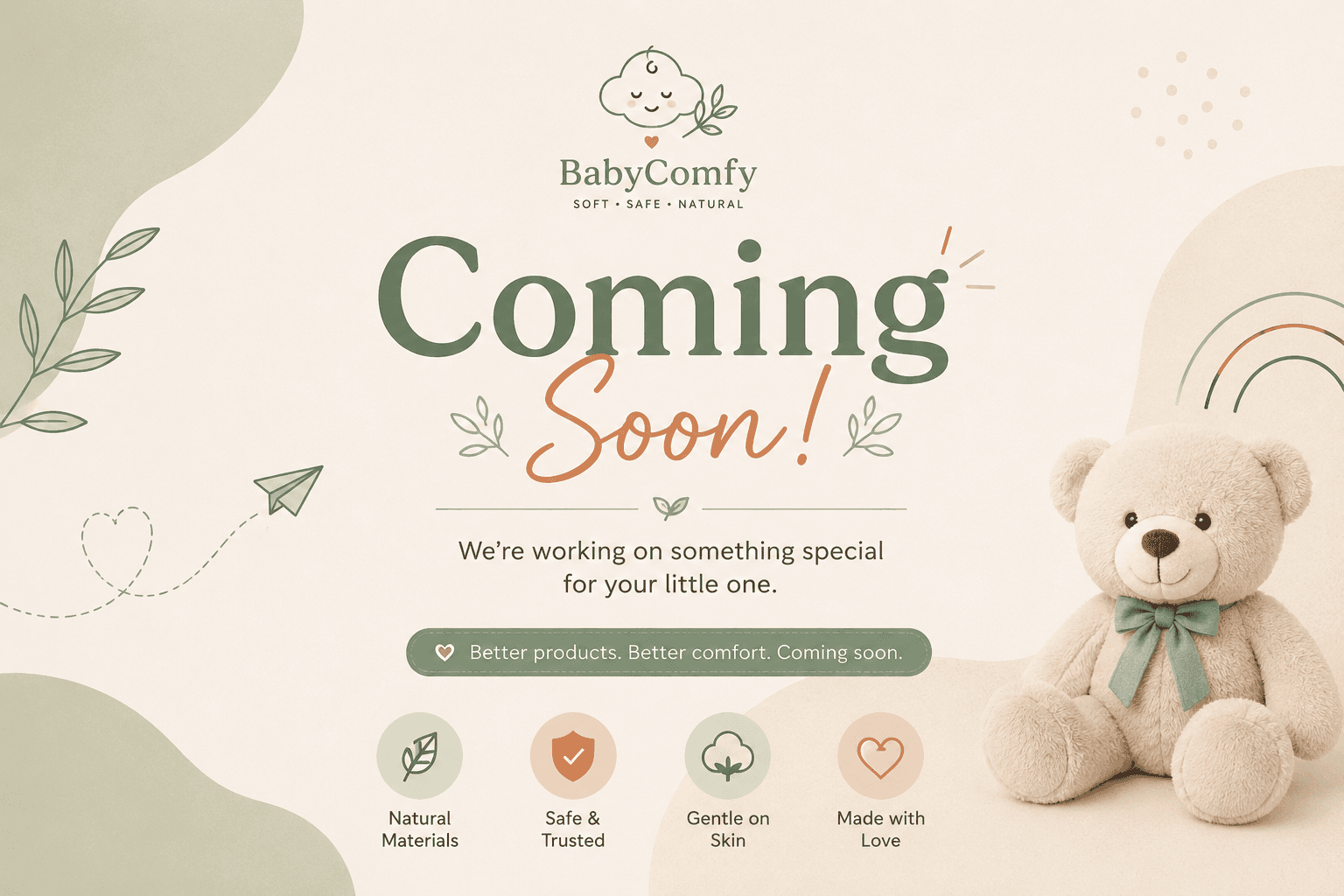 BabyComfy Coming Soon — soft, safe, natural baby essentials