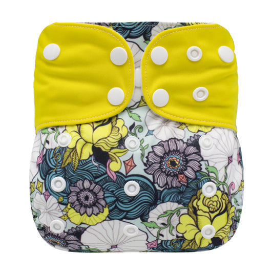 One Size Daytime Nappy - Twilight Flowers (3-15kg)