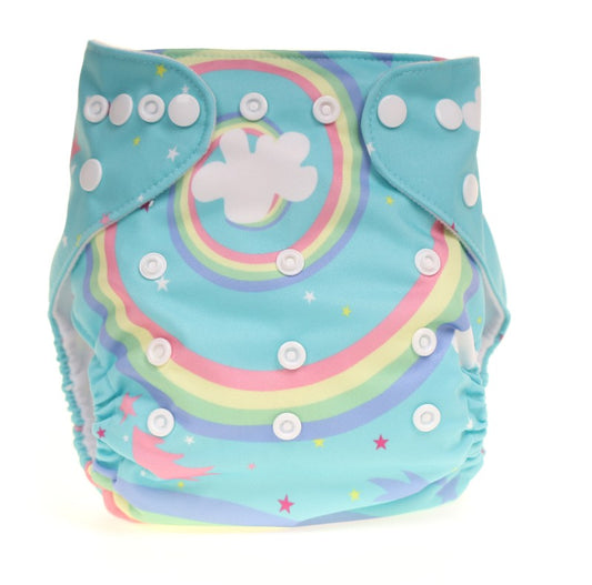 One Size Daytime Nappy - Rainbow Shower (3-15kg)
